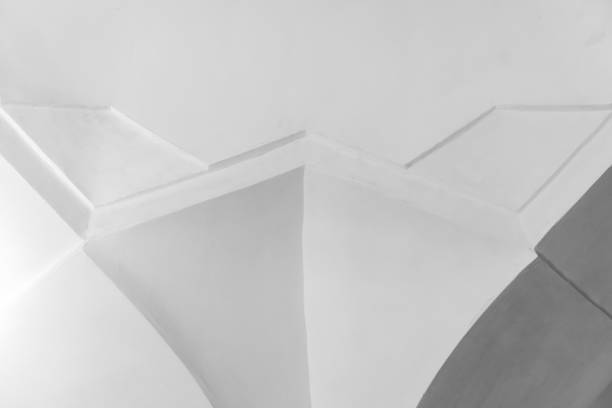 White interior in Arabic style, architecture photo background with ceiling details
