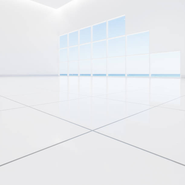 istock 3d rendering of white tile floor for background. 2133142581