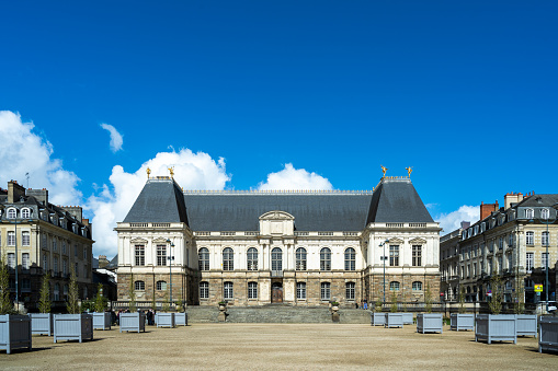 Paris, France-12 31 2021:Entrance gate of the building of the National assembly in Paris, France.