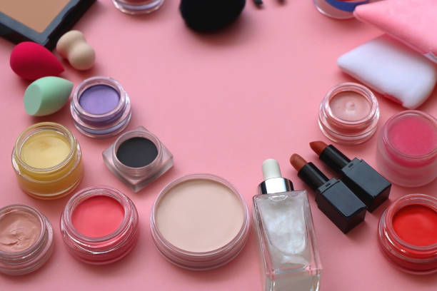 istock Various Beauty Products on Pink Background 2133184547