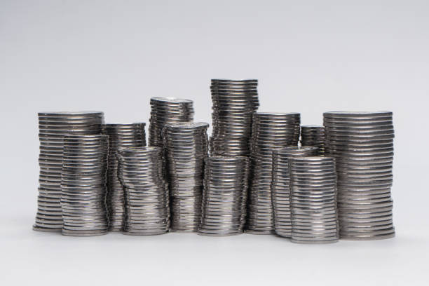 Coins isolated on black background