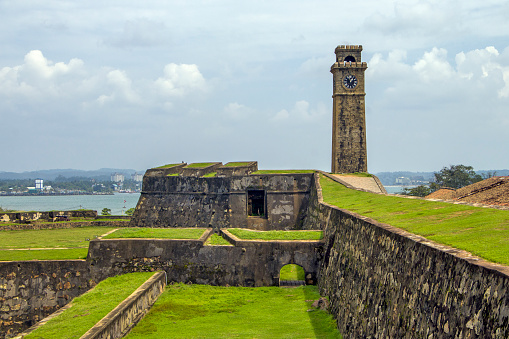 Sri Lanka - Galle - The clock tower and star bastion of the famous medieval dutch fort, unesco world heritage site