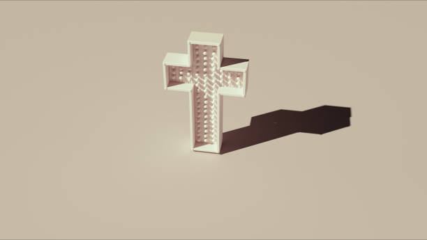 istock Christian cross neutral backgrounds soft beige tones background 2133251408