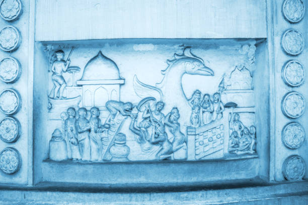 Wall sculpture at Buddha Santi Stupa, Orissa, India