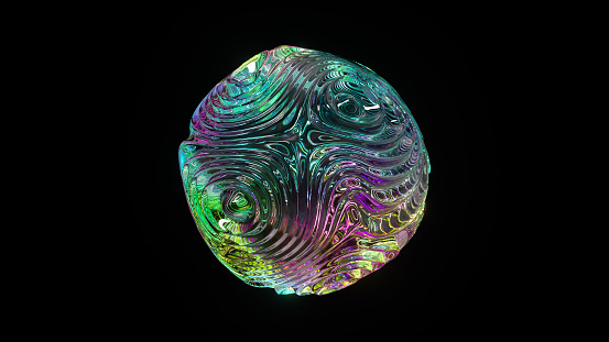 Iridescent 3D blob pulsating with holographic energy.