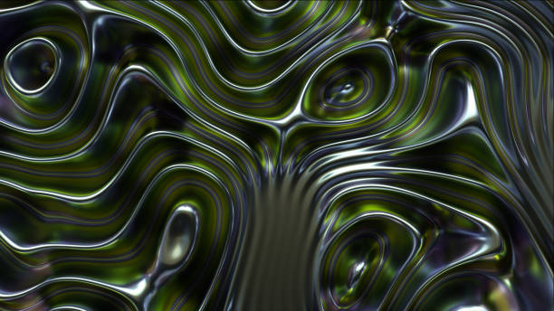 Swirling liquid metal with green hues.
