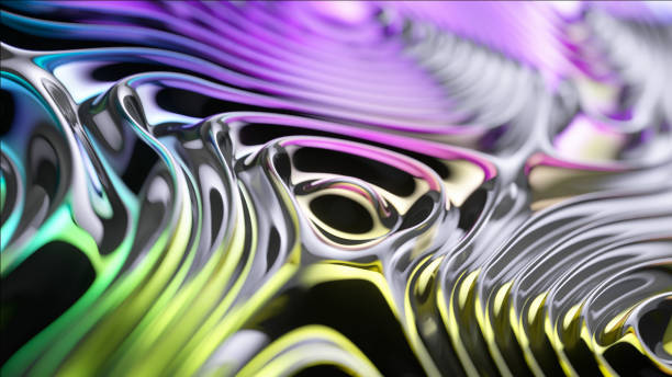 istock Metallic liquid swirls in neon hues create a hypnotic abstract pattern. 2133347749