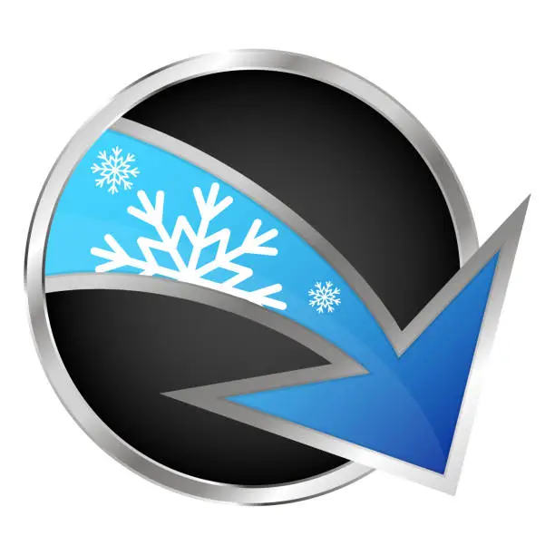 Vector illustration of Blue arrow in a circle air conditioner symbol