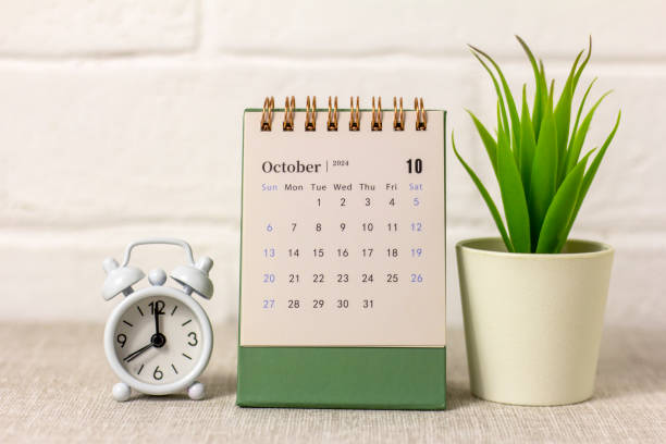 istock October 2024 Monthly desk calendar for 2024 on the table. 2133368352