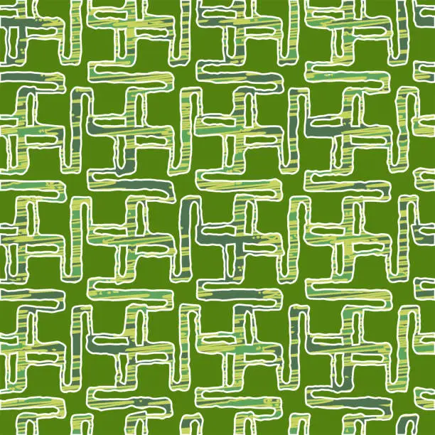 Vector illustration of Seamless abstract green shape. Vintage texture pattern vector