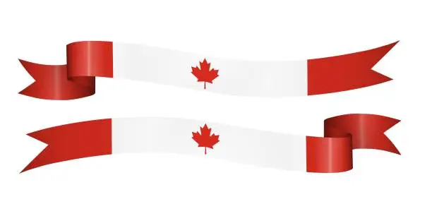 Vector illustration of set of flag ribbon with colors of Canada for independence day celebration decoration