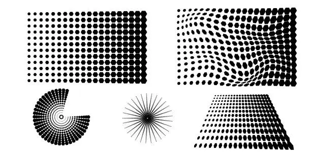 Vector illustration of Set of halftone backgrounds and round forms