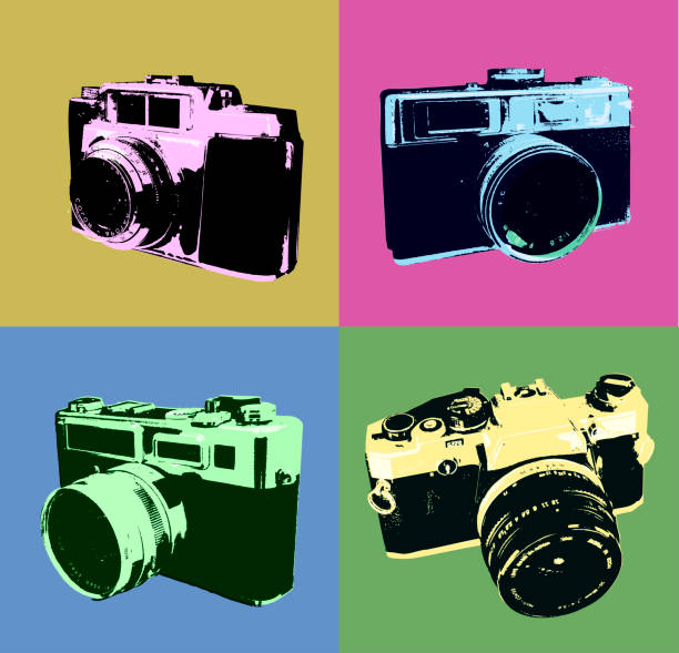Posterised or Pop Art styled Electronic Equipment from the 1960’s 0r 1970’s. Retro Style, old-fashioned,