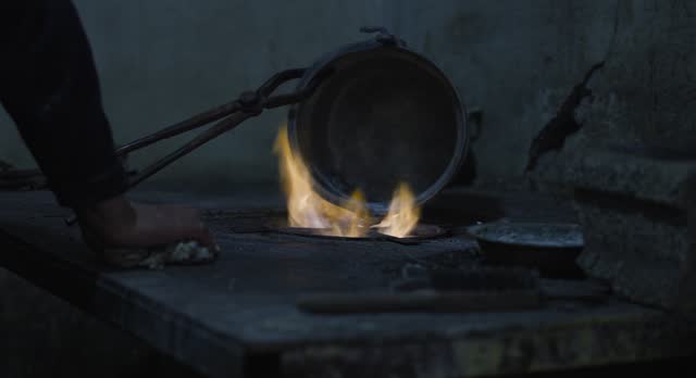 The process of heating copper items with a flame