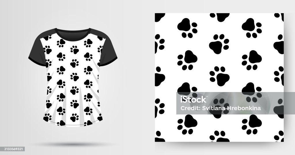 Paaw Print Examples Seamless Pattern Paw Print Pattern With Mockup Example Stock ...
