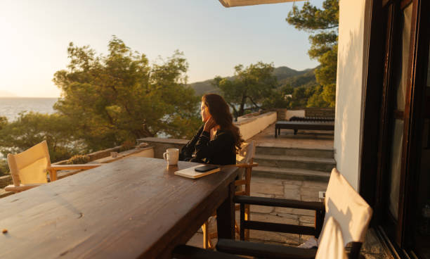 istock Morning on the seaside terrace 2133584490
