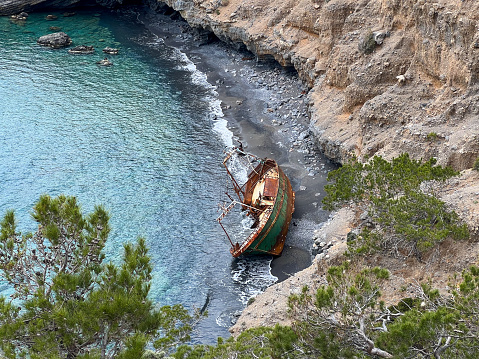 Shipwreck In south Heraklion Asterousia mountains photo