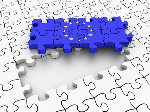 European Union Flag with Puzzle - 3D Rendering
