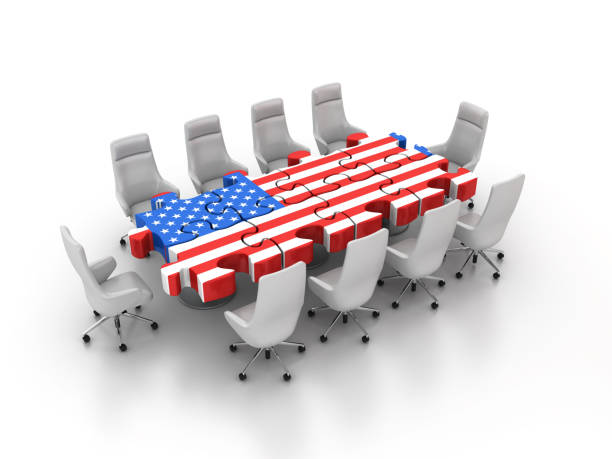 istock American Flag with Puzzle and Chairs 2133636707