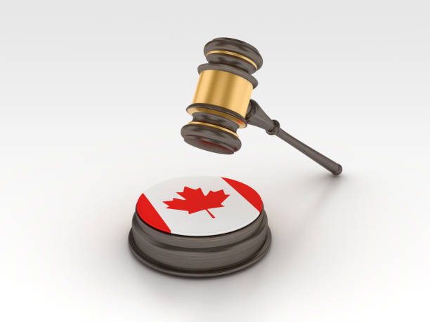 法的小槌とカナダの国旗 - canadian flag flag trial justice ストックフォトと画像