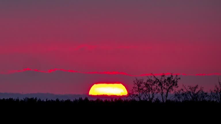 Time Lapse of Sunset Orange Golden Sun on a Cloudy Sky