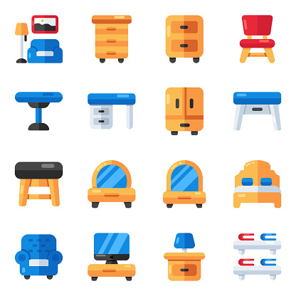 Elevate your design projects with this vector pack. This stunning interior icons set includes some really cool vectors. All ready to be deployed into your projects.