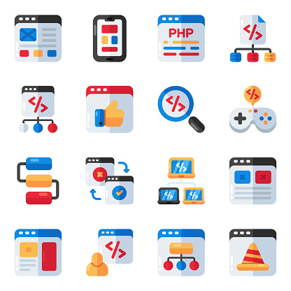Whether it's coding, web or app development, programming, cloud services, you can find them all in this compact programming icons pack. The best thing about this set is that the icons are available with editable quality. It is an amazing technical pack to grab.