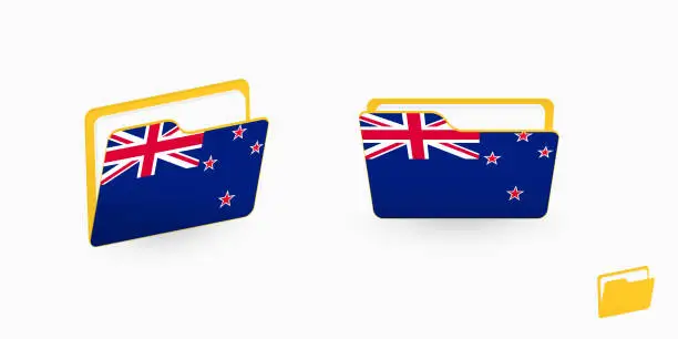 Vector illustration of New Zealand flag on two type of folder icon.