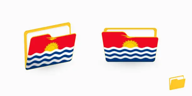 Vector illustration of Kiribati flag on two type of folder icon.