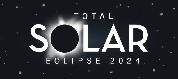 Vector illustration of Total Solar Eclipse 2024 event web banner design template