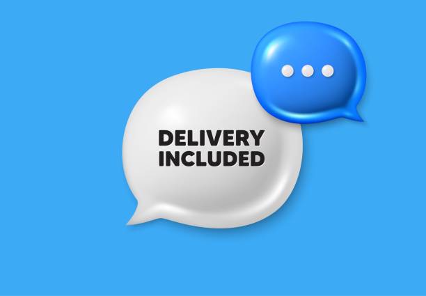 istock Delivery included tag. Free shipping sign. Text box speech bubble 3d icons. Vector 2133744557