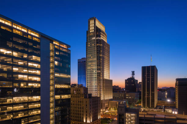 istock Omaha Downtown Buildings Elevated View At Dusk 2133745093