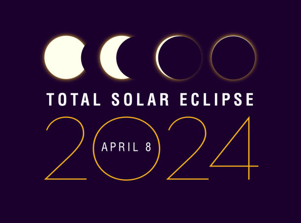 Total Solar Eclipse 2024 event web banner design template ベクターアートイラスト