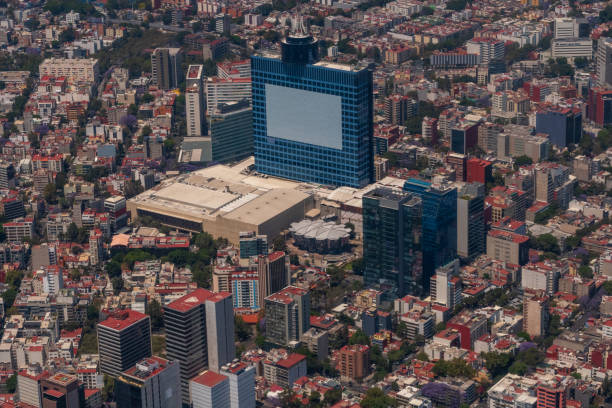 fotografía aérea de la colonia nápoles en cdmx - smog mexico mexico city air pollution fotografías e imágenes de stock