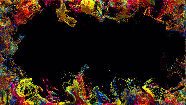 3D digitally generated abstract particle dance background. 4K video.