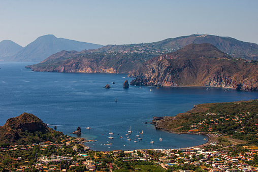 Lipari, Sicily, Italy: The Aeolian Islands seen from Vulcano