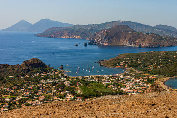 Lipari, Sicily, Italy: The Aeolian Islands seen from Vulcano