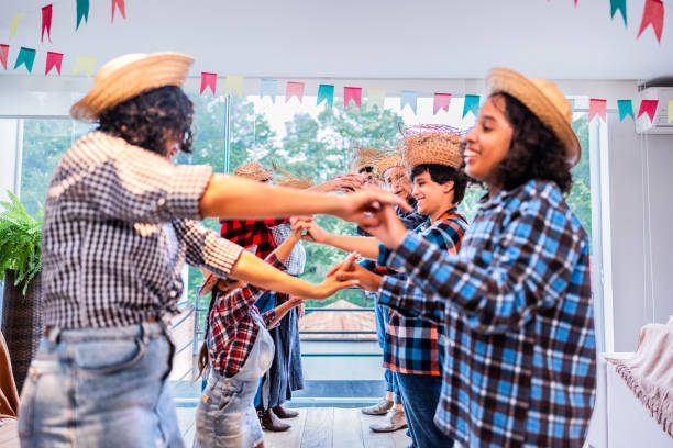 istock Family a having fun on a brazilian Junina party 2133910941
