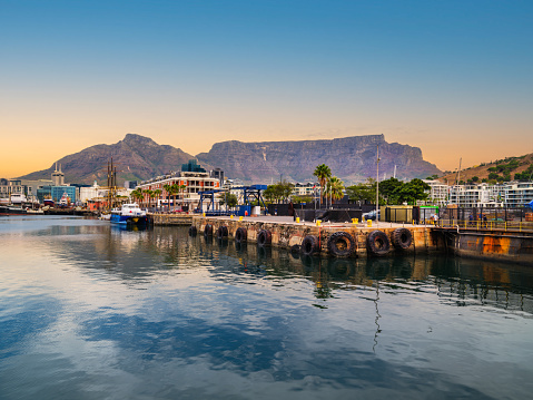 V and A Waterfront and Cape Town city with the table mountain in the background, Cape Town, South Africa
