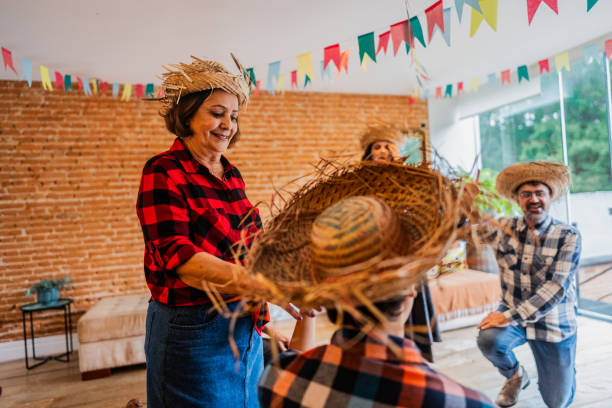 istock Grandmother dancing on a brazilian Junina party 2133918749
