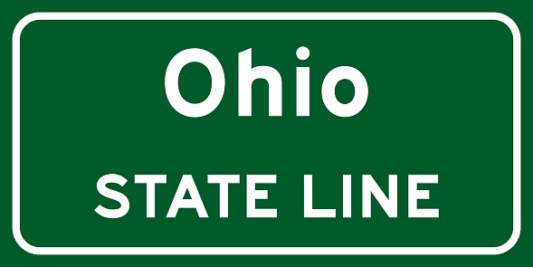 Ohio. Yellow Sign Ohio State Line Road Sign Stock Illustration - Download Image Now ...