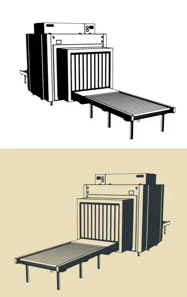 Vector illustration of Baggage scanner illustrations
