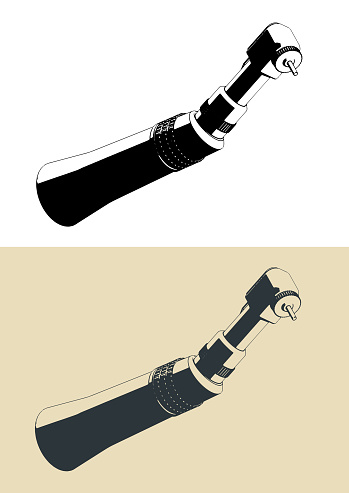 Stylized vector illustrations of contra angle handpiece