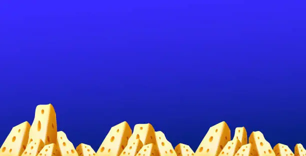 Vector illustration of cheese pyramid realistic PIECE OF CHEESE vector illustration