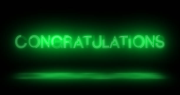 istock Congratulations neon lettering typography celebration wishes illustration. Retro-style graduate poster advertisement asset video horizontal impactful colors. Creative neon lights glowing success msg. 2133991993
