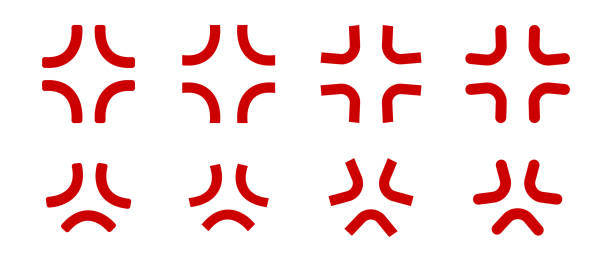 bildbanksillustrationer, clip art samt tecknat material och ikoner med cross popping veins symbols. set of anger or irritation effect icons in anime or manga style comics. angry emotion cartoon signs isolated on white background. manpu pictograms. vector illustration - ilska