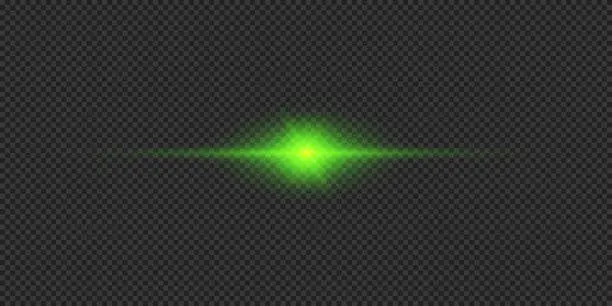 Vector illustration of Green horizontal light effect of lens flares