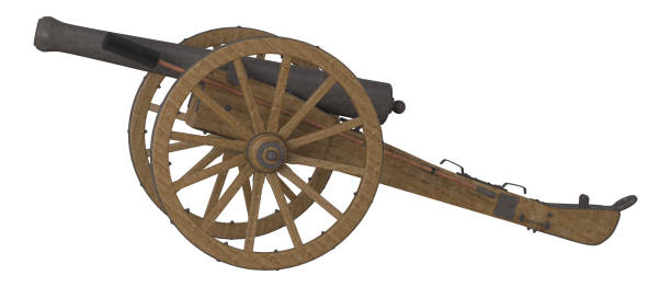 istock Old artillery cannon on large wooden wheels, 3d render 2134058493