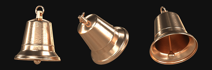 Closeup of a group bells. 3d render