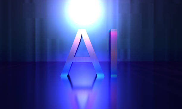 istock Ai text calligraphy font blue element technology intelligence datum artificial futurist ai robot concept business innovation computer science communication digital connection machine data.3d render 2134091922